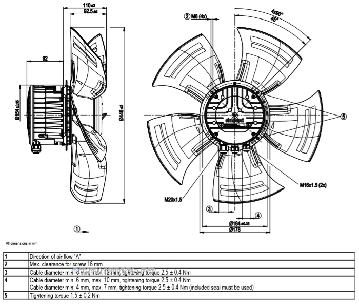Габаритные размеры A3G450-BL03-H6