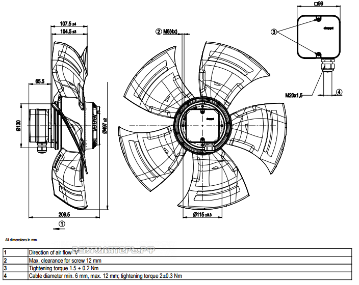Габаритные размеры A4D500-AM01-03