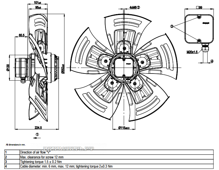 Габаритные размеры A4D560-AR03-03
