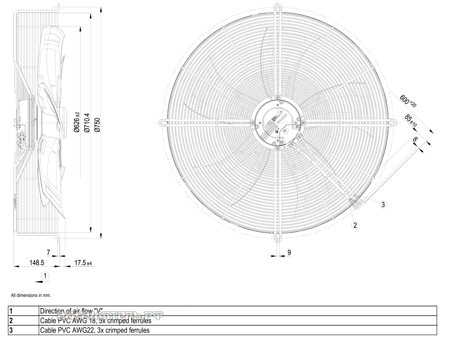 Габаритные размеры S3G630-AD03-A1