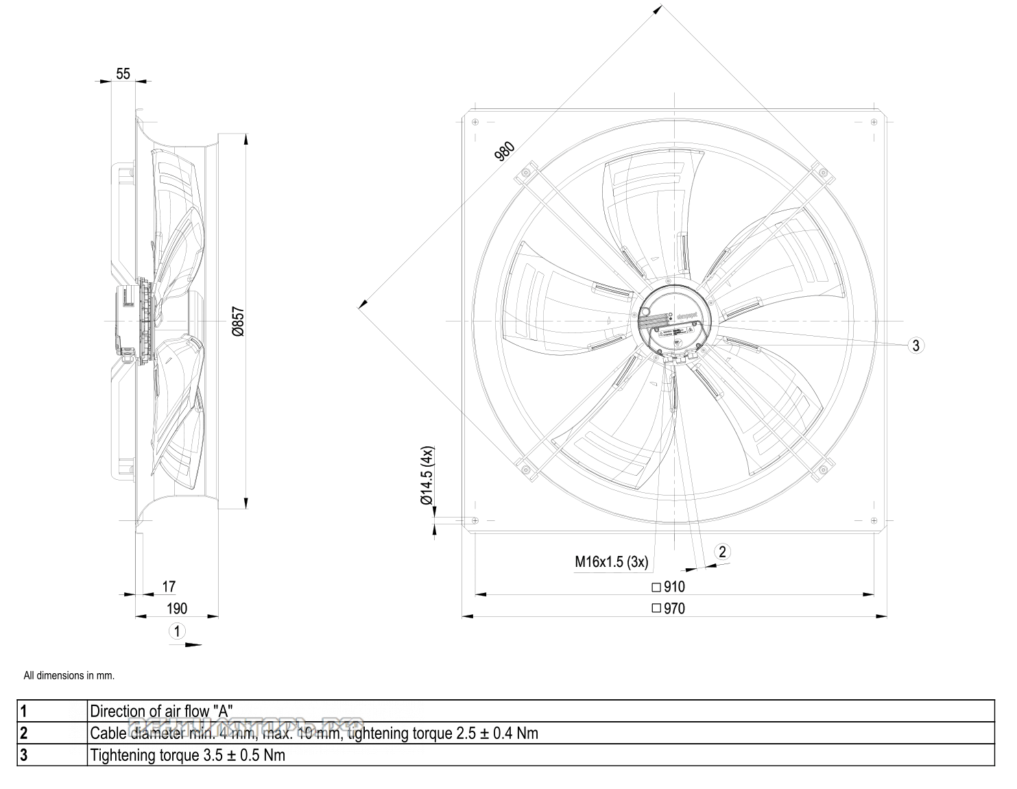 Габаритные размеры W3G800-DO81-35