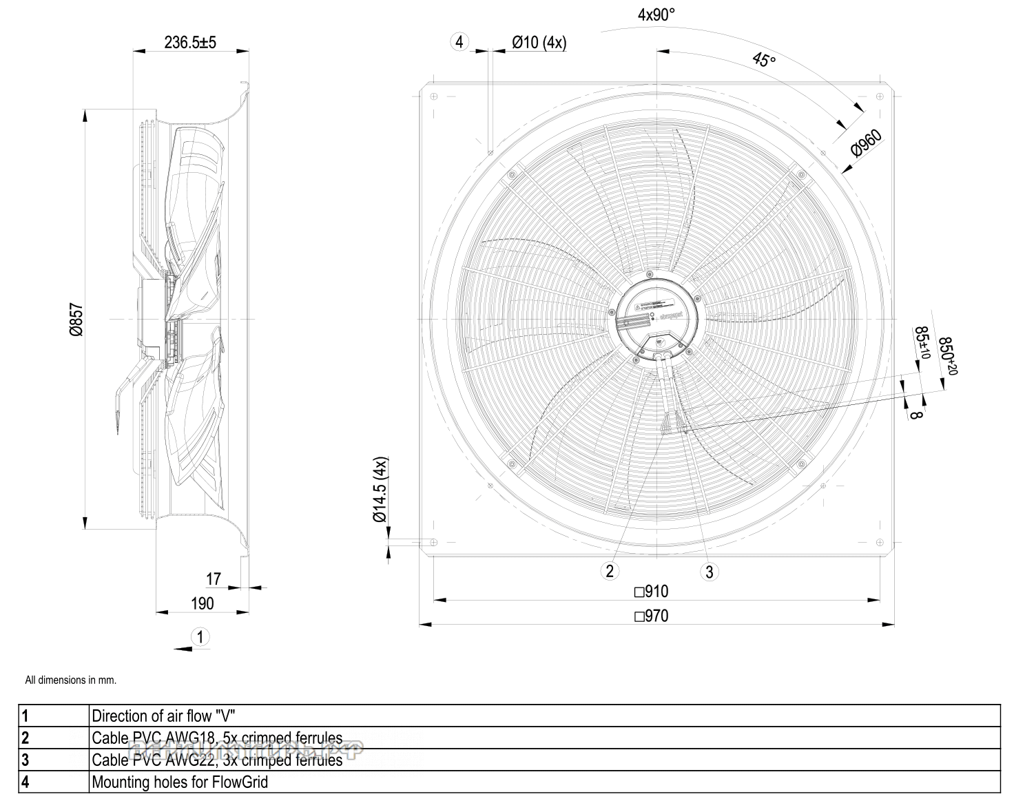 Габаритные размеры W3G800-GM67-21