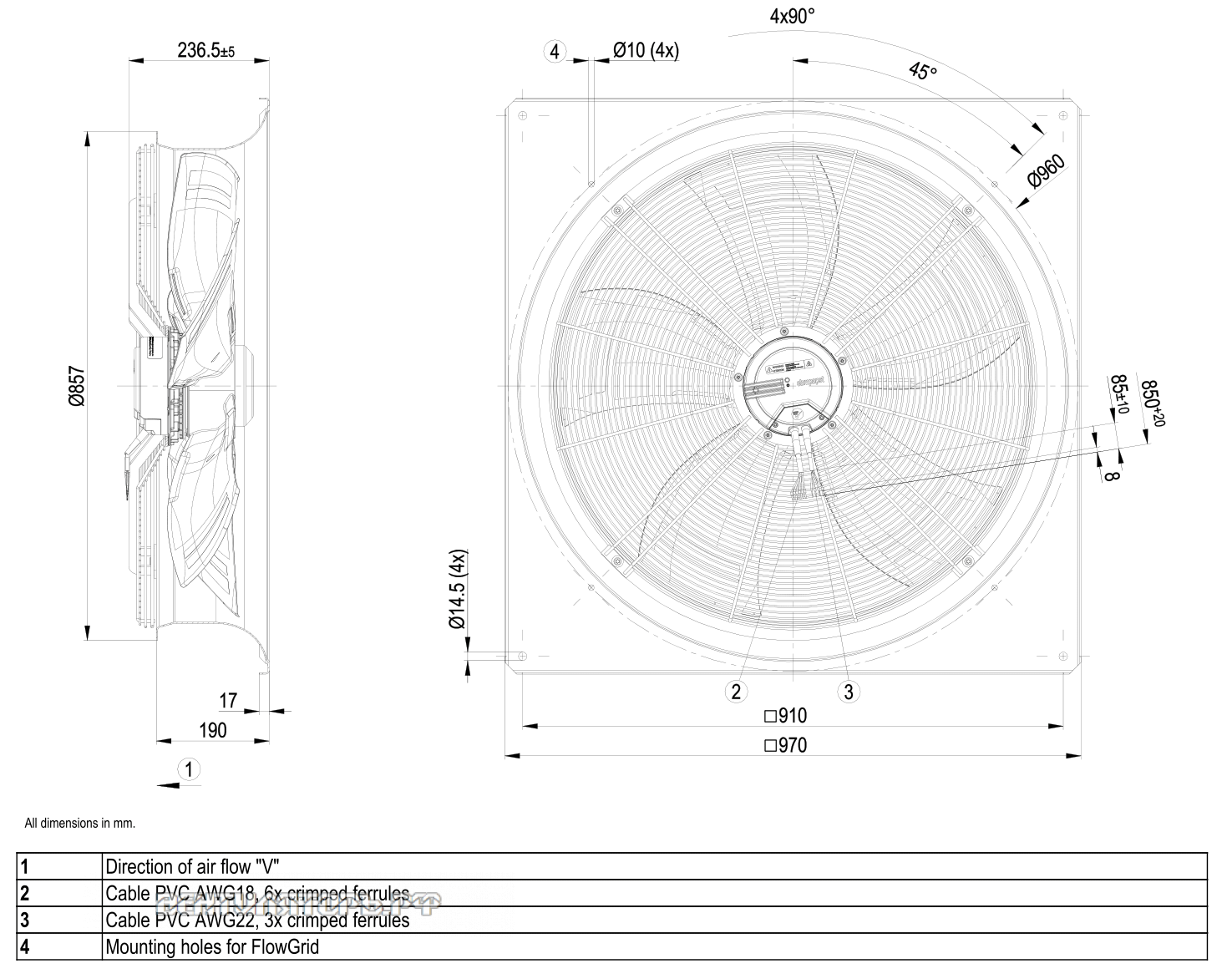 Габаритные размеры W3G800-GO84-01