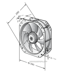 Присоединительные размеры Ebmpapst W2E250-HL06-01