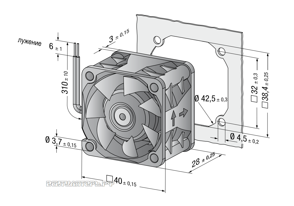 Кривая аэродинамики Ebmpapst 422 JM 40x40x20 мм