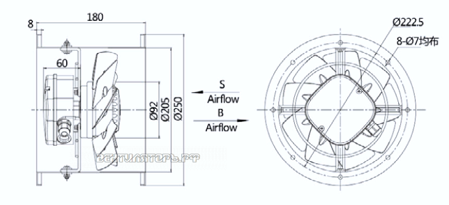 Габариты Weiguang YWF-4D-200-B-92/15-T