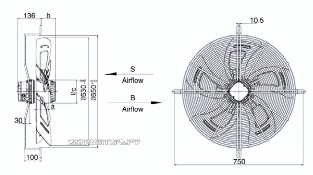 Габариты Weiguang YWF-4D-630-B-180/75-G