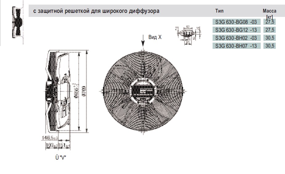 Габаритные размеры S3G 630-BH02-03