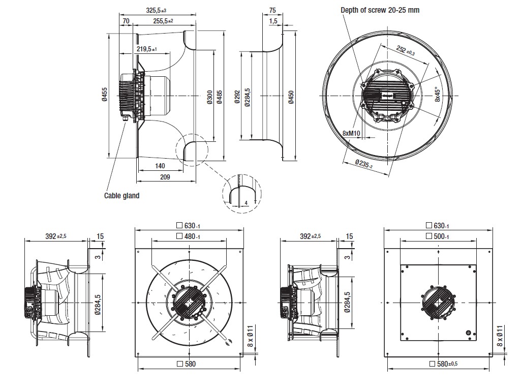 Габаритные размеры R3G 450-AT14-13