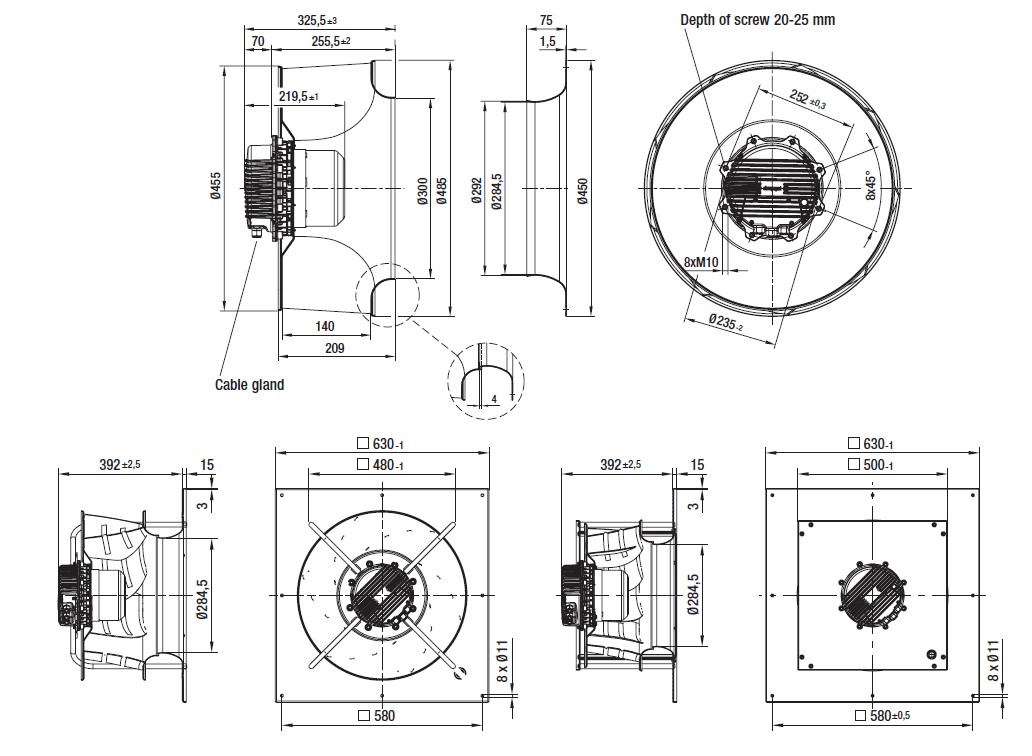 Габаритные размеры R3G 450-AT09-03