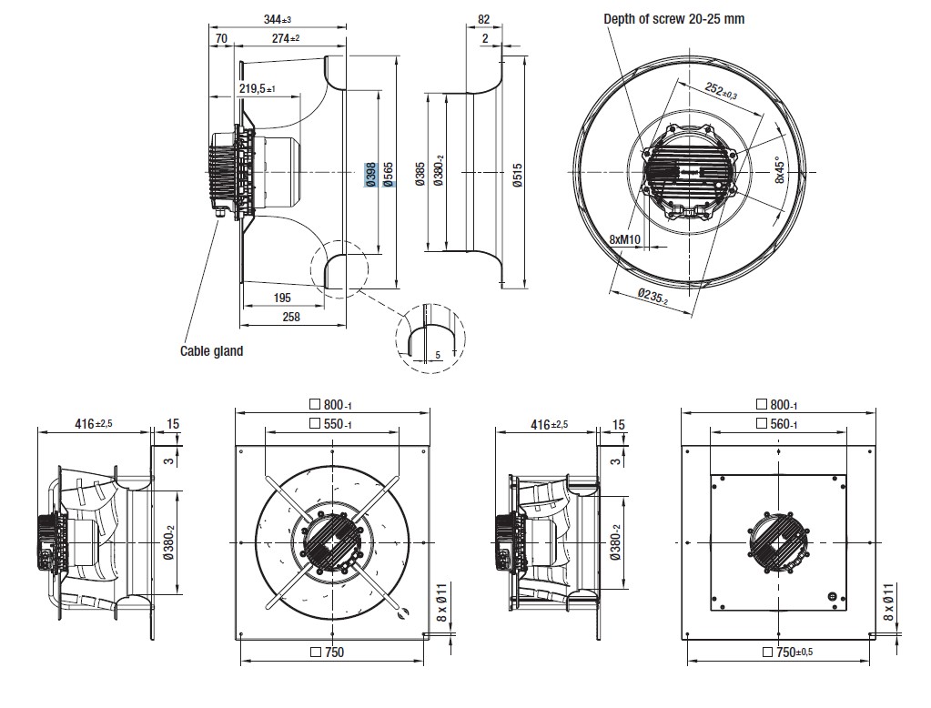 Габаритные размеры R3G 560-AG07-03