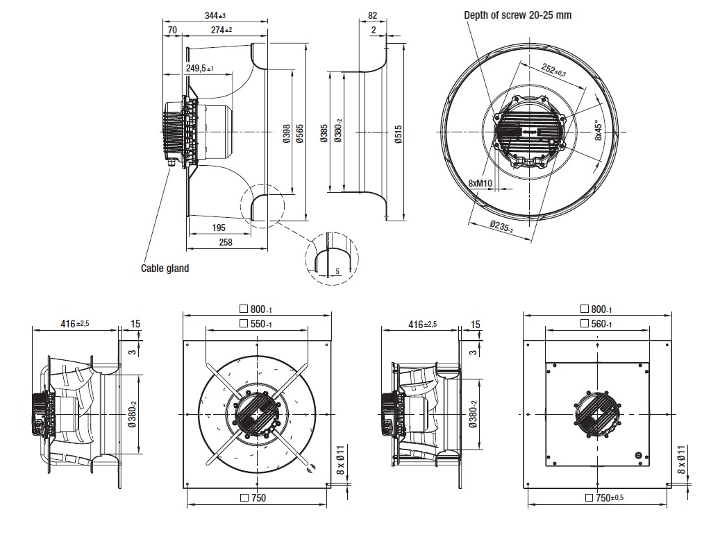 Габаритные размеры R3G 560-AH02-03