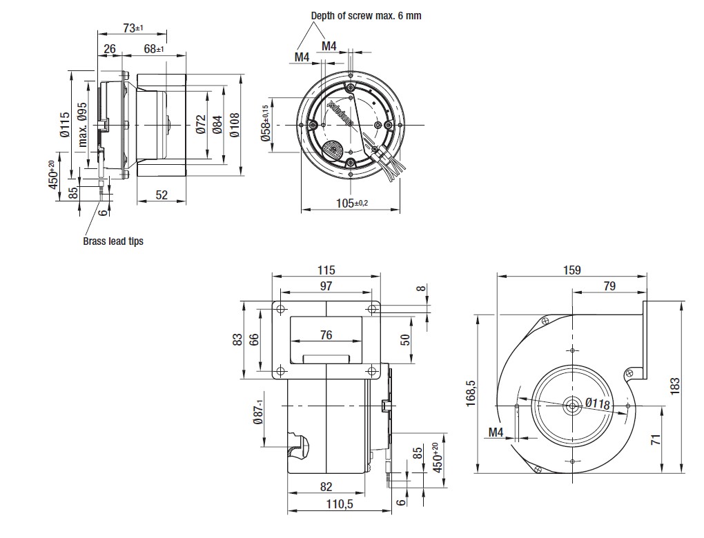 Габаритные размеры R3G 108-AB15-02