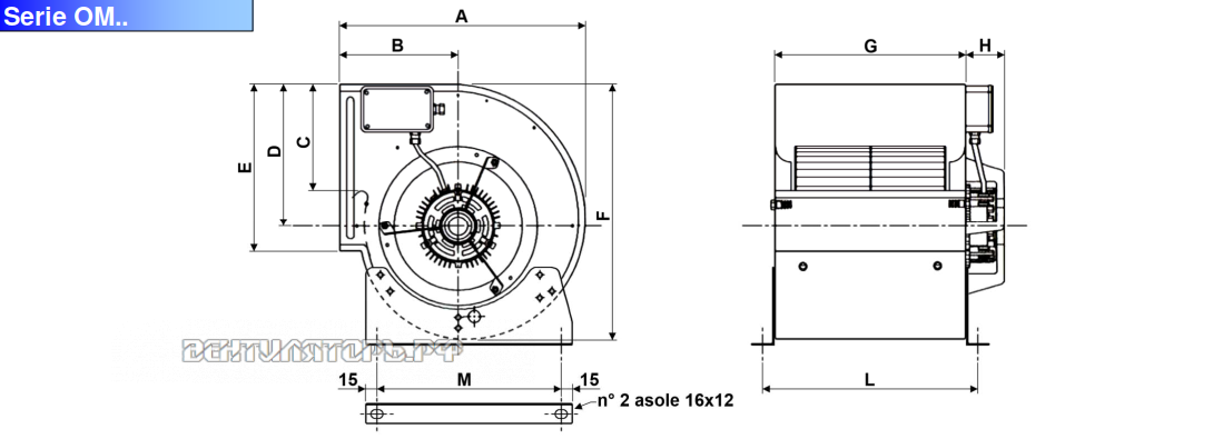 Габаритные размеры вентилятор MA-VIB OM77M6A5-001 радиальный