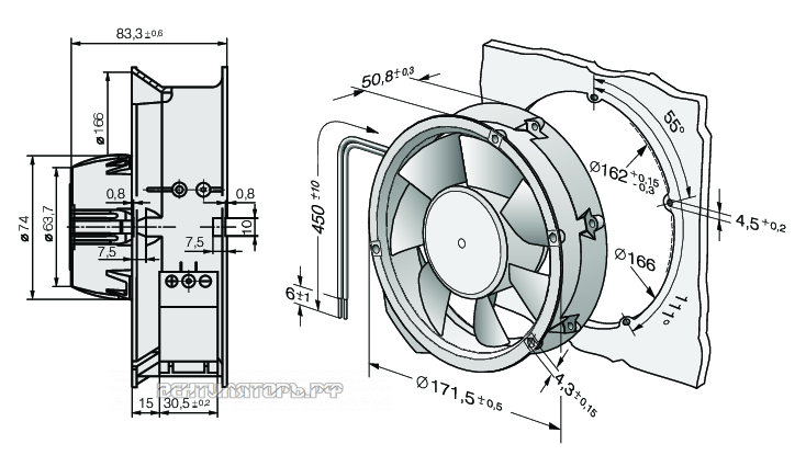 Присоединительные размеры AC6200NM